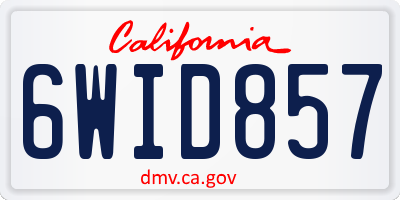 CA license plate 6WID857