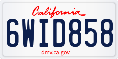 CA license plate 6WID858