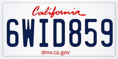CA license plate 6WID859