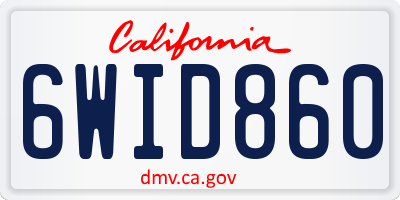 CA license plate 6WID860