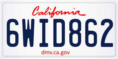 CA license plate 6WID862