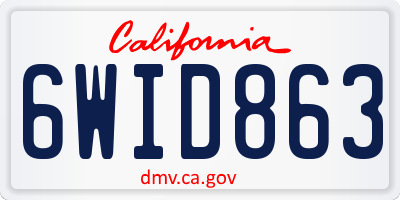 CA license plate 6WID863