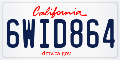 CA license plate 6WID864