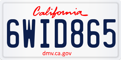 CA license plate 6WID865