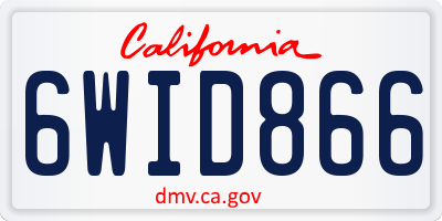 CA license plate 6WID866