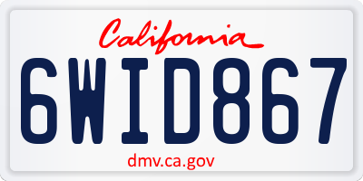 CA license plate 6WID867