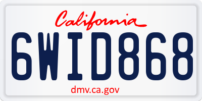 CA license plate 6WID868