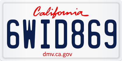 CA license plate 6WID869