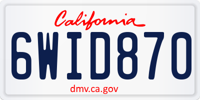 CA license plate 6WID870