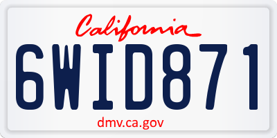CA license plate 6WID871