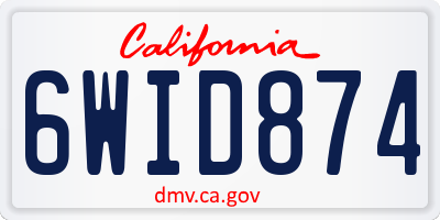 CA license plate 6WID874