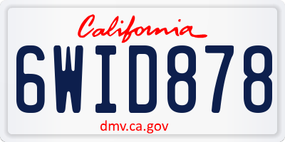 CA license plate 6WID878