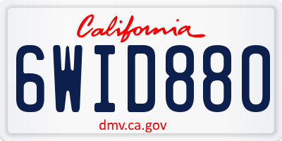 CA license plate 6WID880