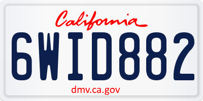 CA license plate 6WID882
