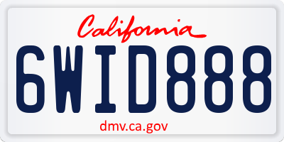 CA license plate 6WID888
