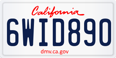 CA license plate 6WID890