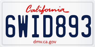 CA license plate 6WID893