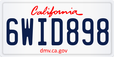 CA license plate 6WID898