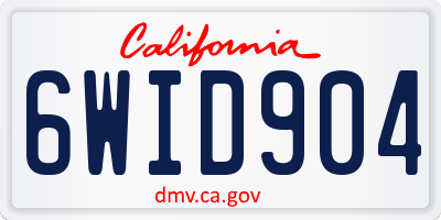 CA license plate 6WID904
