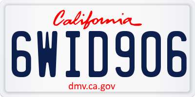 CA license plate 6WID906