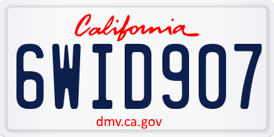 CA license plate 6WID907