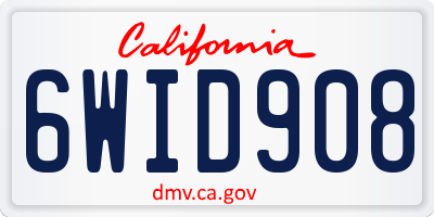 CA license plate 6WID908