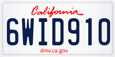 CA license plate 6WID910