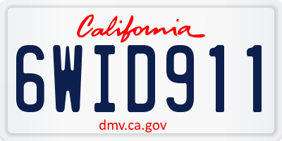 CA license plate 6WID911