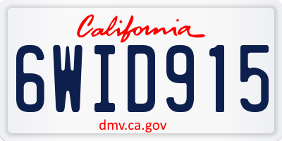 CA license plate 6WID915