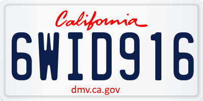 CA license plate 6WID916
