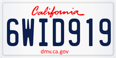 CA license plate 6WID919