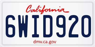 CA license plate 6WID920