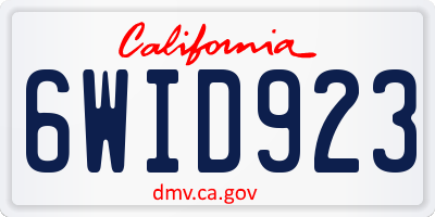 CA license plate 6WID923