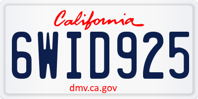 CA license plate 6WID925