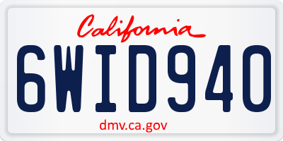 CA license plate 6WID940