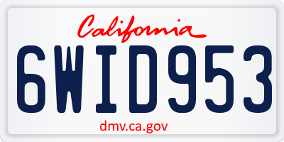 CA license plate 6WID953