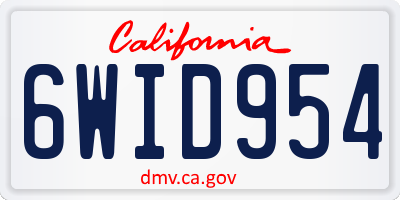 CA license plate 6WID954