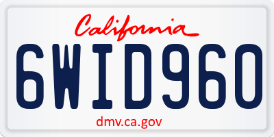 CA license plate 6WID960