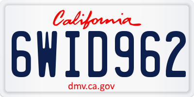 CA license plate 6WID962