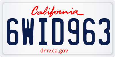 CA license plate 6WID963