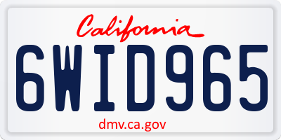 CA license plate 6WID965