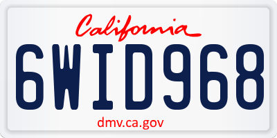 CA license plate 6WID968