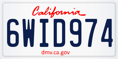 CA license plate 6WID974