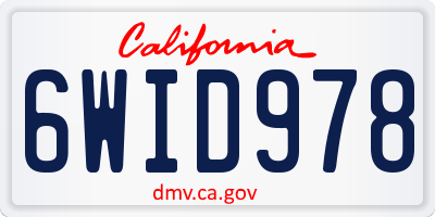 CA license plate 6WID978