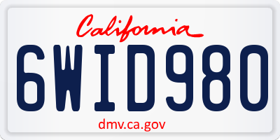 CA license plate 6WID980