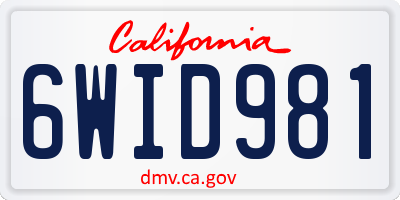 CA license plate 6WID981