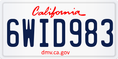 CA license plate 6WID983