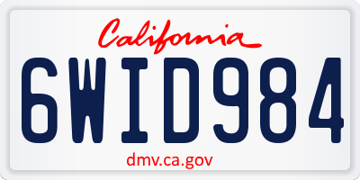 CA license plate 6WID984