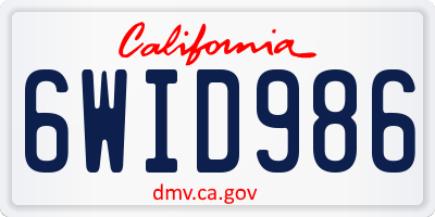 CA license plate 6WID986