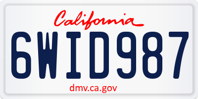 CA license plate 6WID987